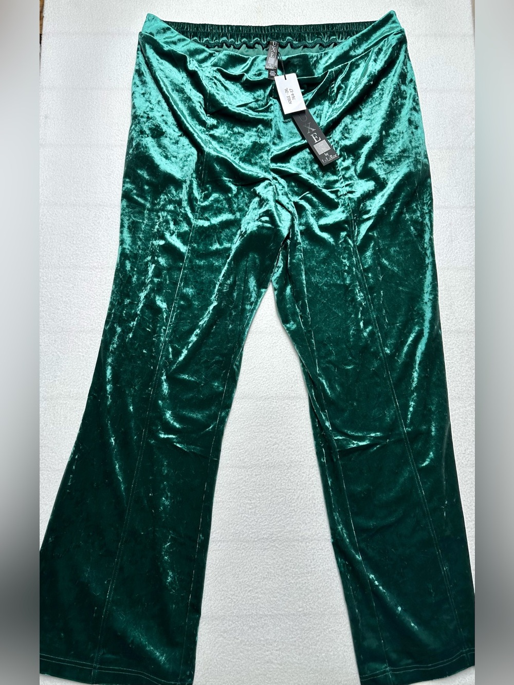 LuLaRoe XXL Women’s Emerald Green High Rise Crushed Velvet Stretch Pull On Pants
